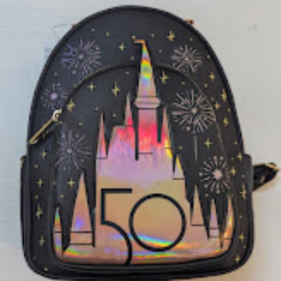 Disney 50th Anniversary Grand Finale Loungefly Backpack Gold Limited NEW main image 6